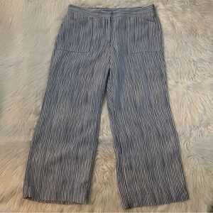 Chicos Pants The Ultimate Fit Wide Leg Linen Blue & White Striped Size 3 (XL 16)